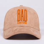 Tan & Orange Suede Baseball Cap - BAD Couture