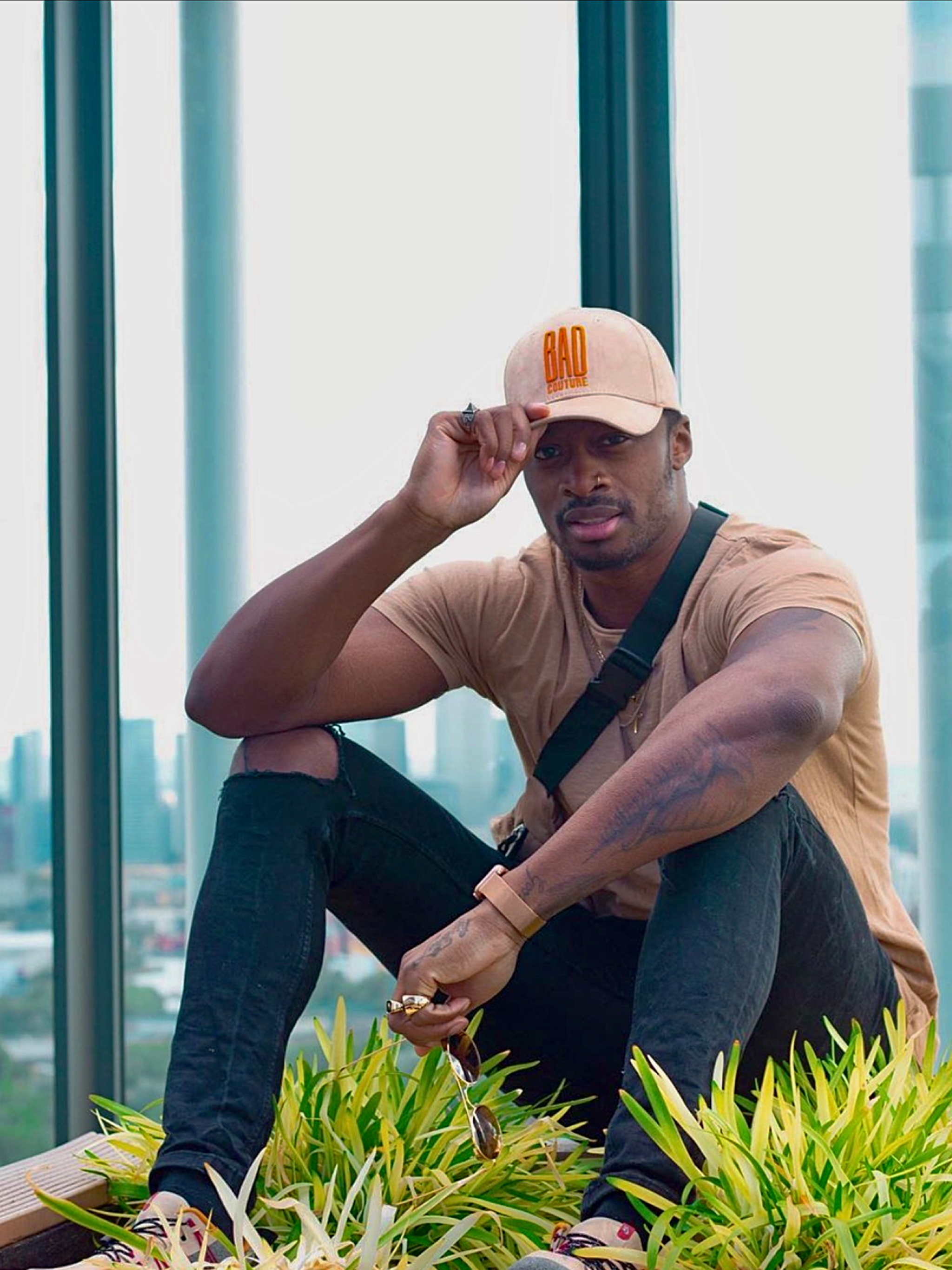 Tan & Orange Suede Baseball Cap - BAD Couture