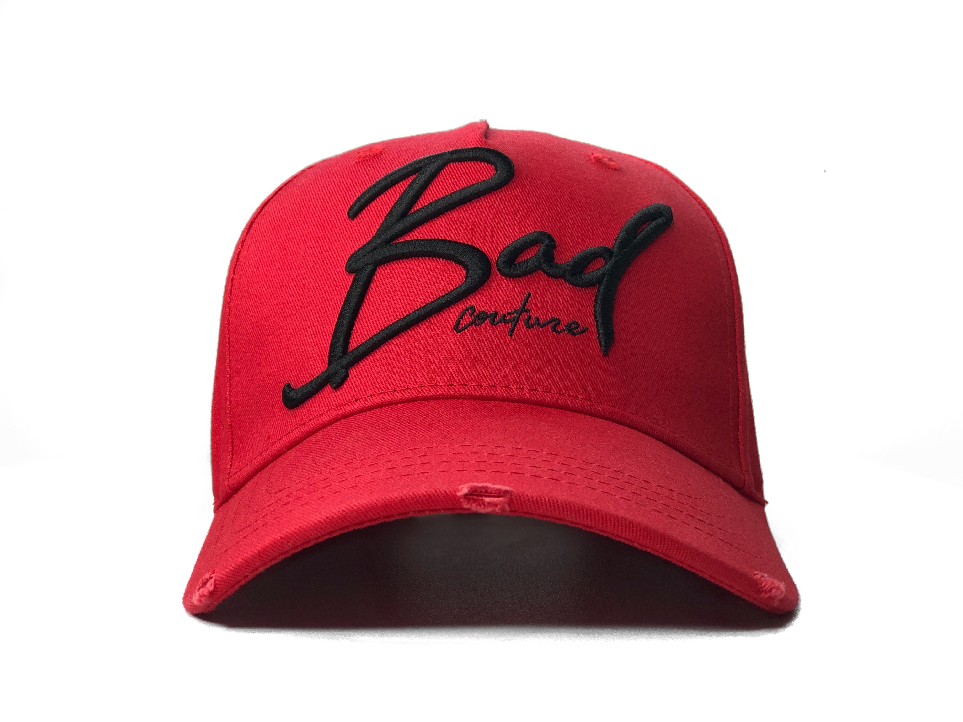 Red Italic Baseball Hat - BAD Couture