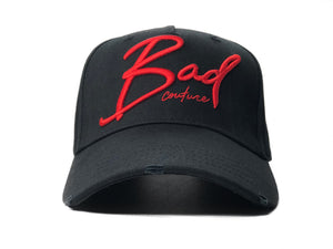 Black Italic Baseball Hat - BAD Couture