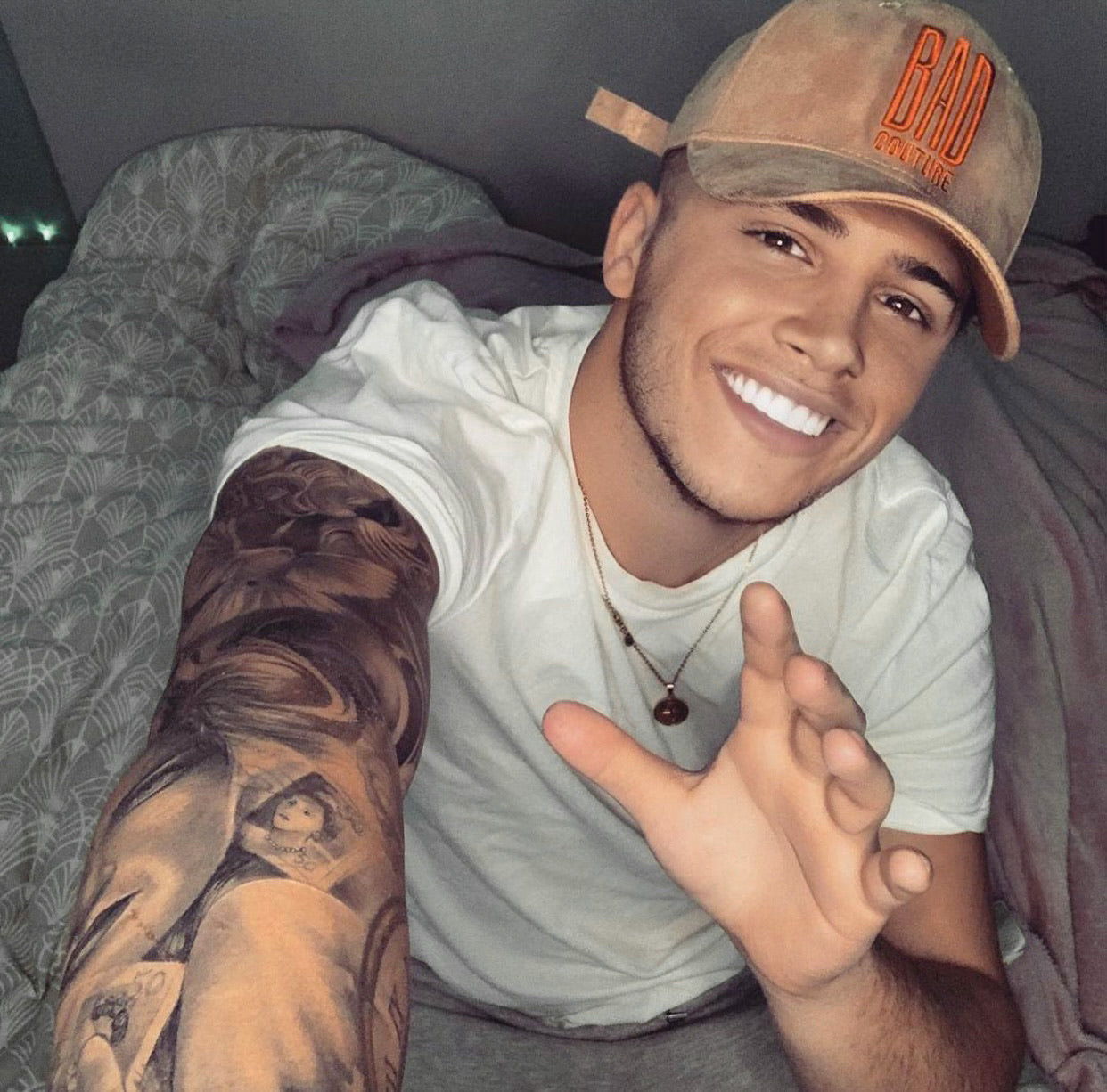 Tan & Orange Suede Baseball Cap