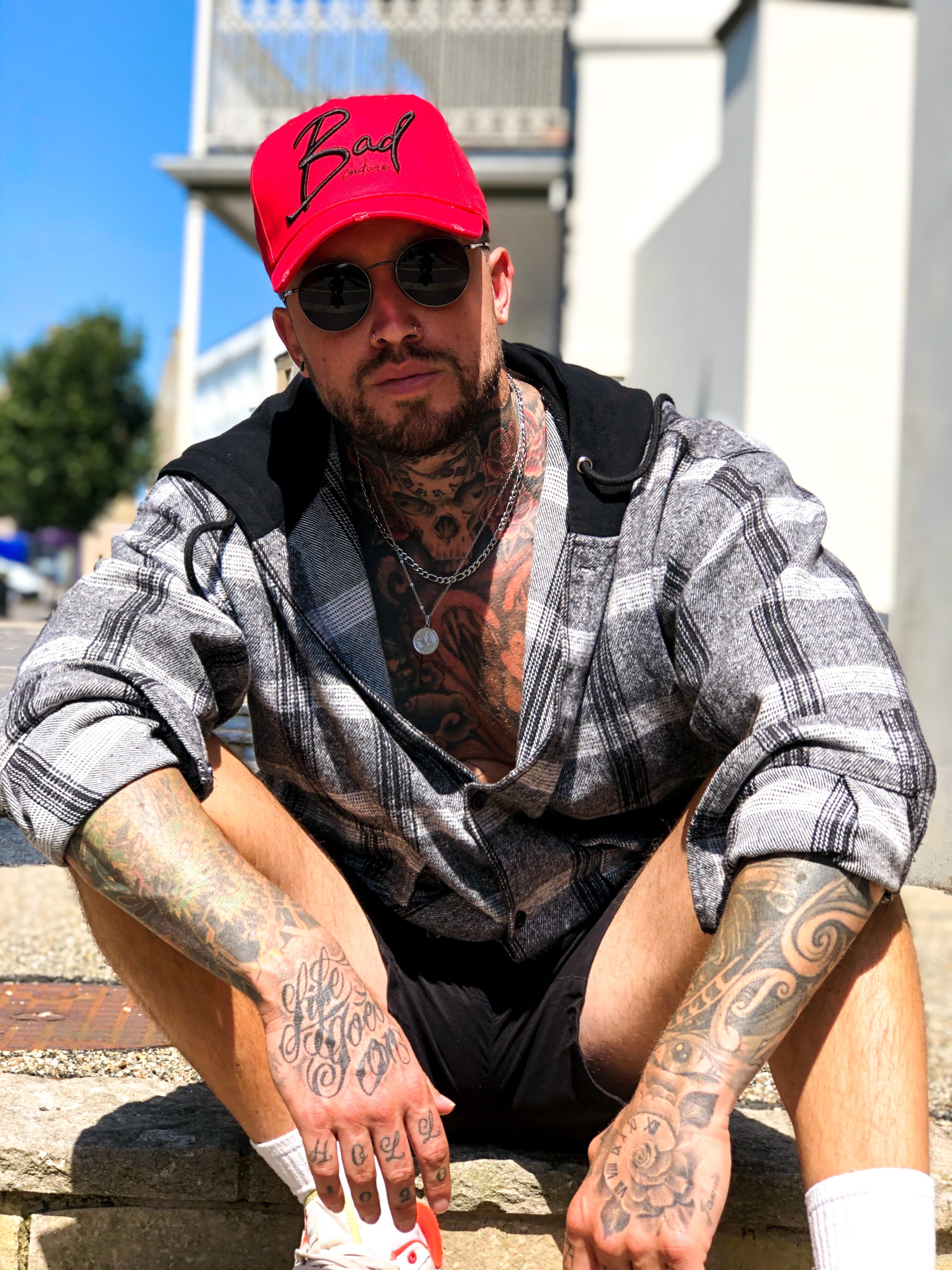 Red Italic Baseball Hat - BAD Couture