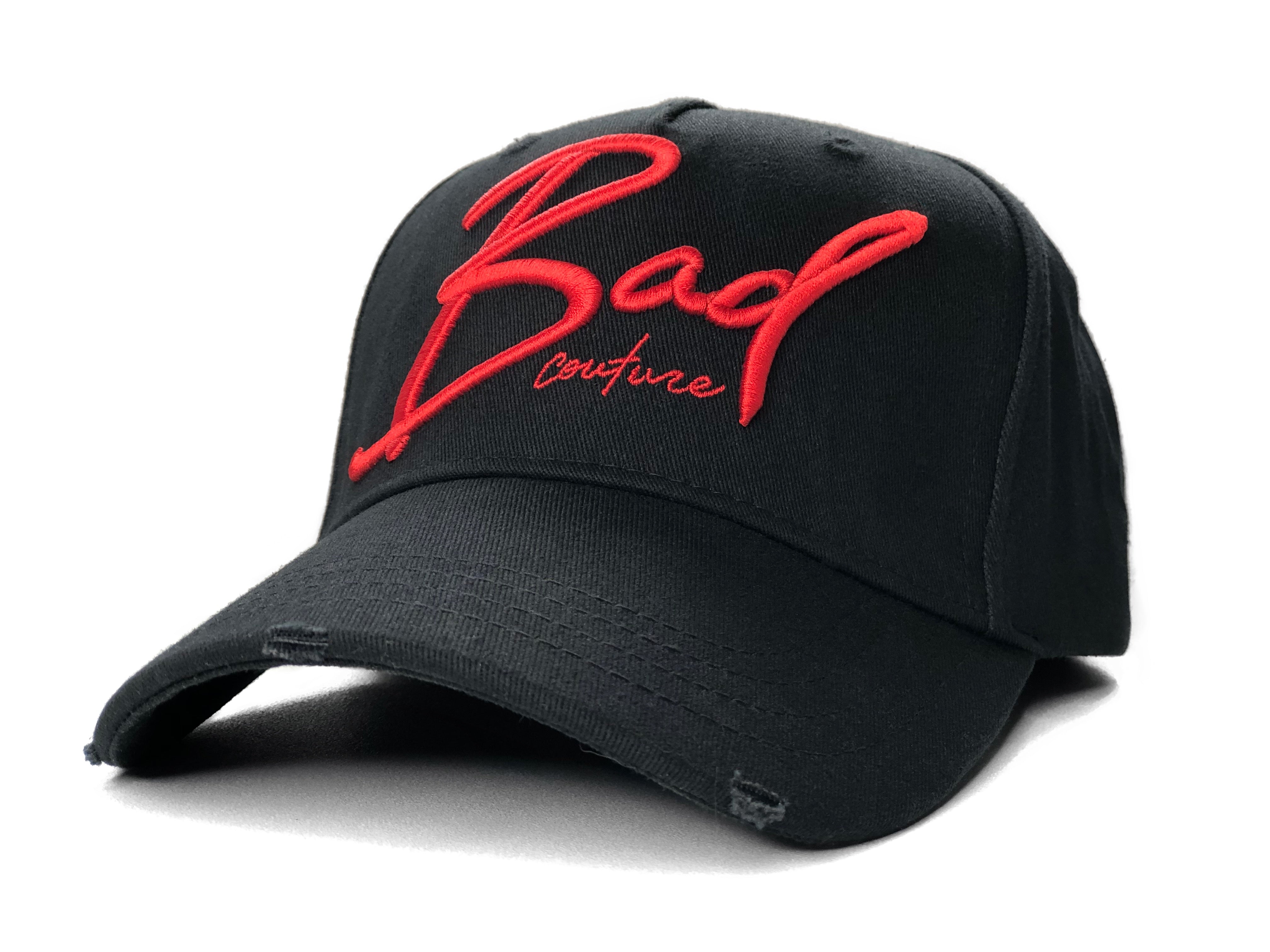 Black Italic Baseball Hat - BAD Couture